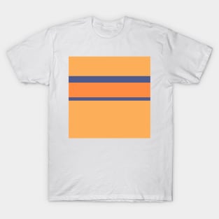 A remarkable combination of Purple Navy, White, Sandy, Rajah and Orangeish stripes. T-Shirt